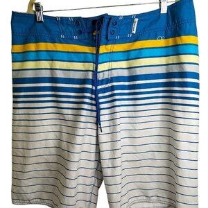 (M124) Ocean Pacific OP Men's Multicolor Striped Swim Shorts Size 36